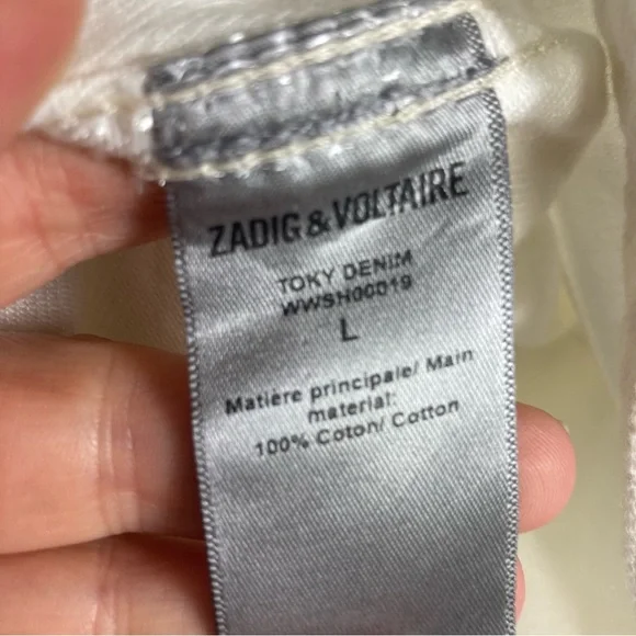 NEW Zadig & Voltaire shirt jacket Large western pearl snap ruffle Toky white - Picture 6 of 16